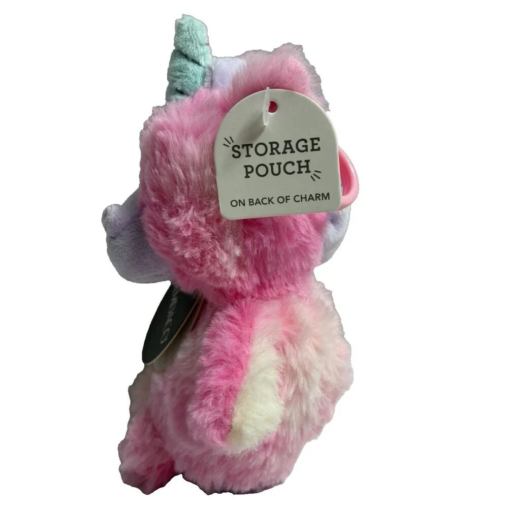 Demdaco Unicorn Plush Bag Charm Clip Storage Pouch Pink 7 Inch New w Tags